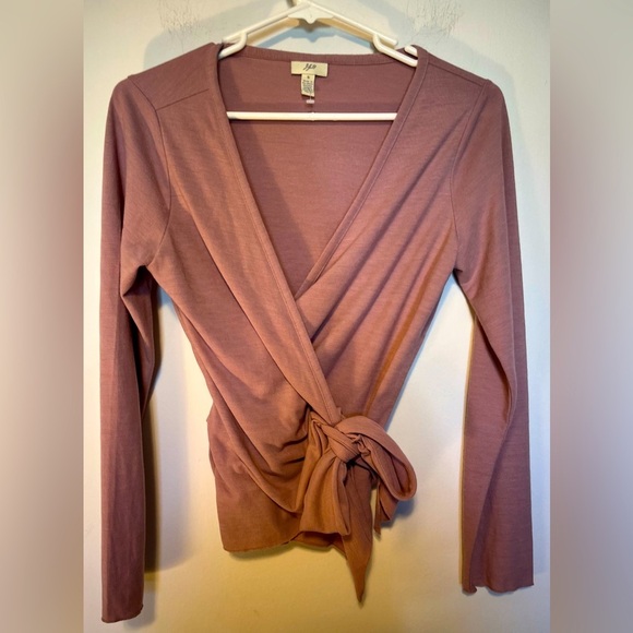 J. Jill Wrap Mauve Pink Blouse Rayon Blend Side Tie Size S - Picture 1 of 6